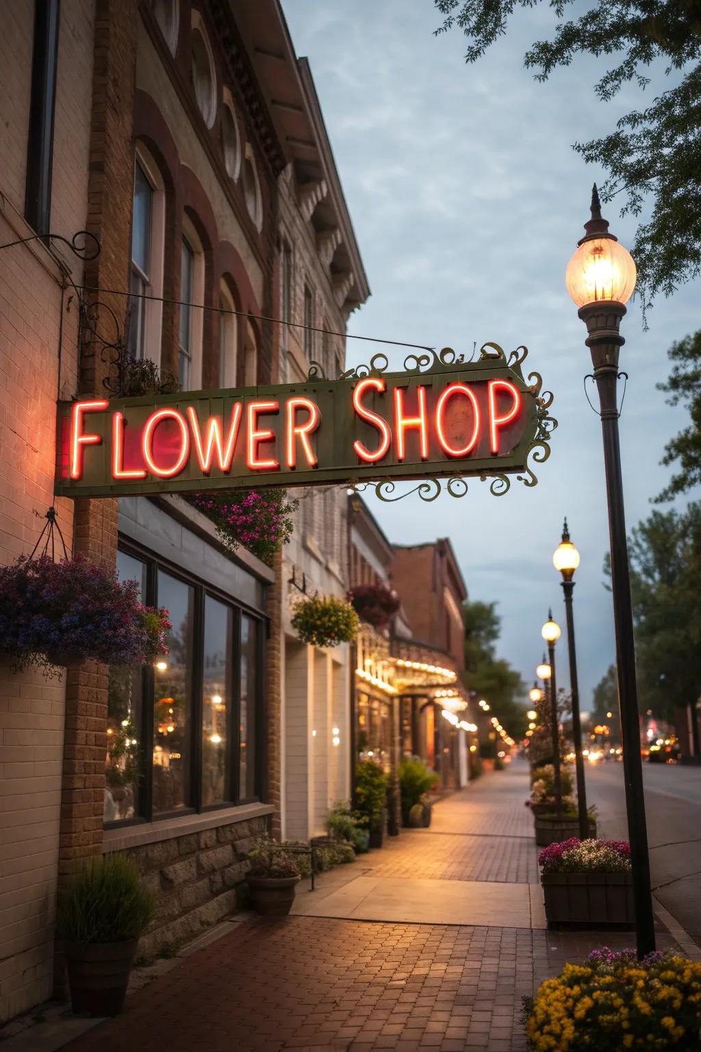 Retro luminescent lights that add a nostalgic charm to the shopfront
