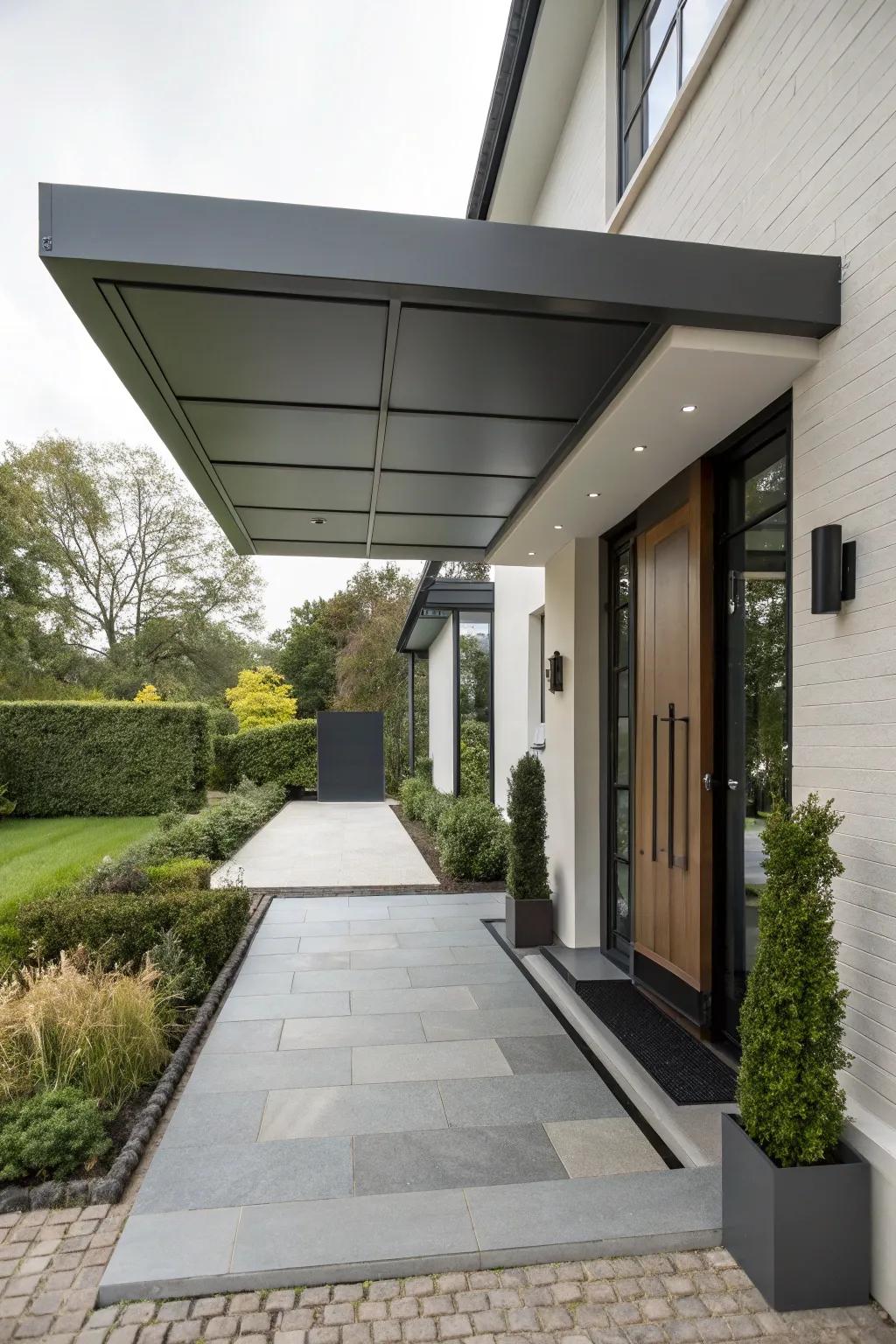 Cantilevered awnings offer streamlined refinement.