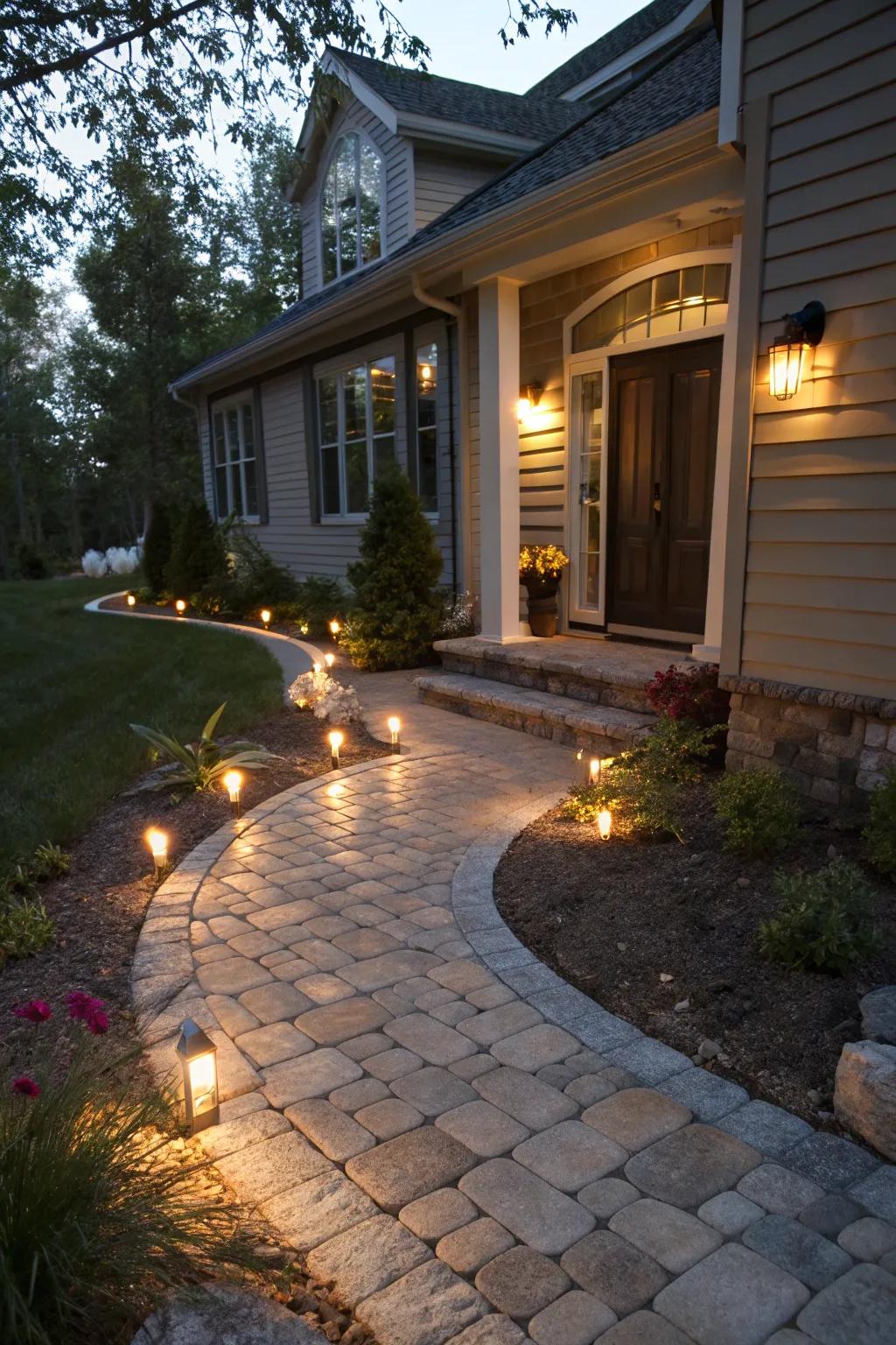 Appealing illumination cohesion for a safe and warm entryway.