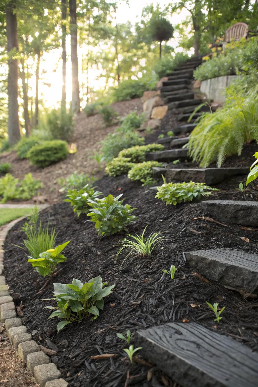 Tiered ground cover layers add dimension to your yard.