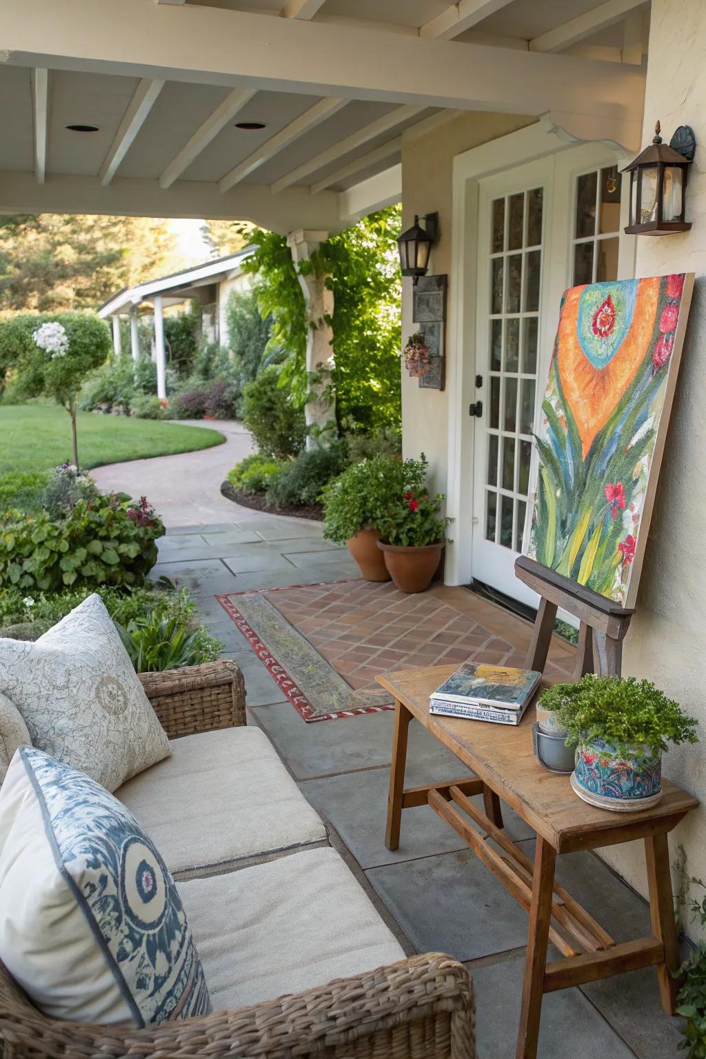 Outdoor decorations bring a personal and artistic touch to patio environments.