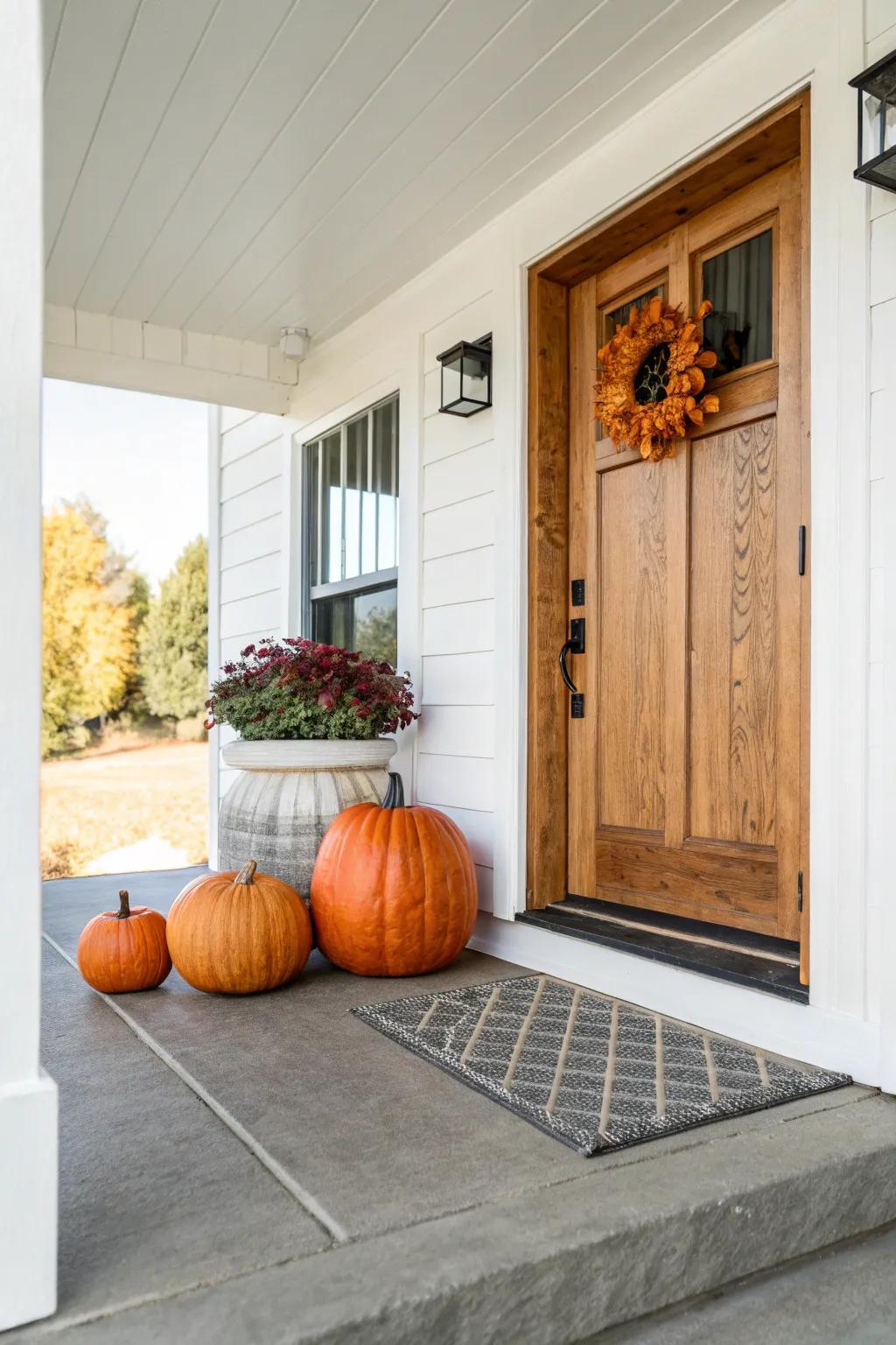 Simple pumpkin displays present a chic, understated elegance.