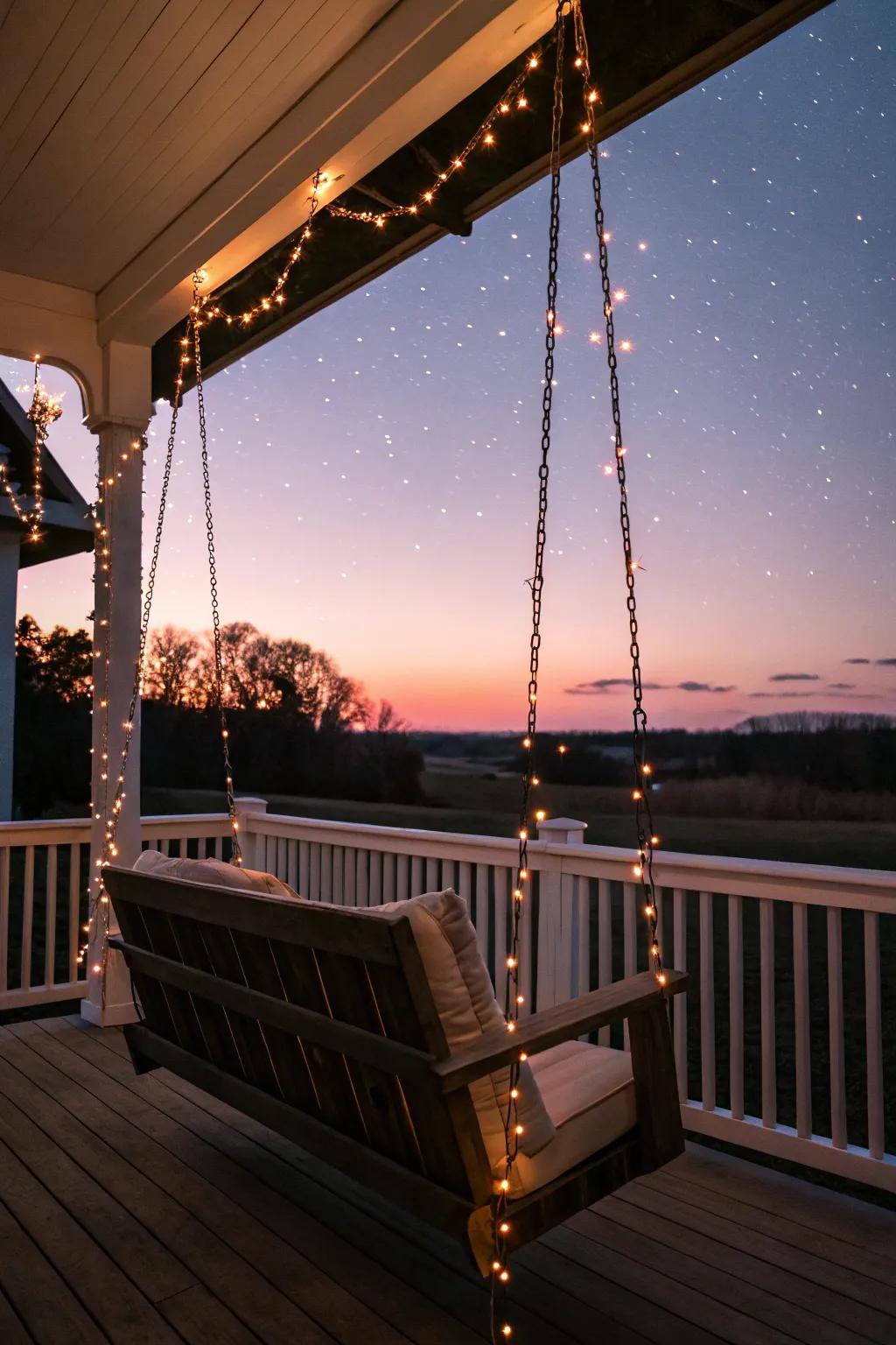 Conjure an enchanting ambiance with string lights.