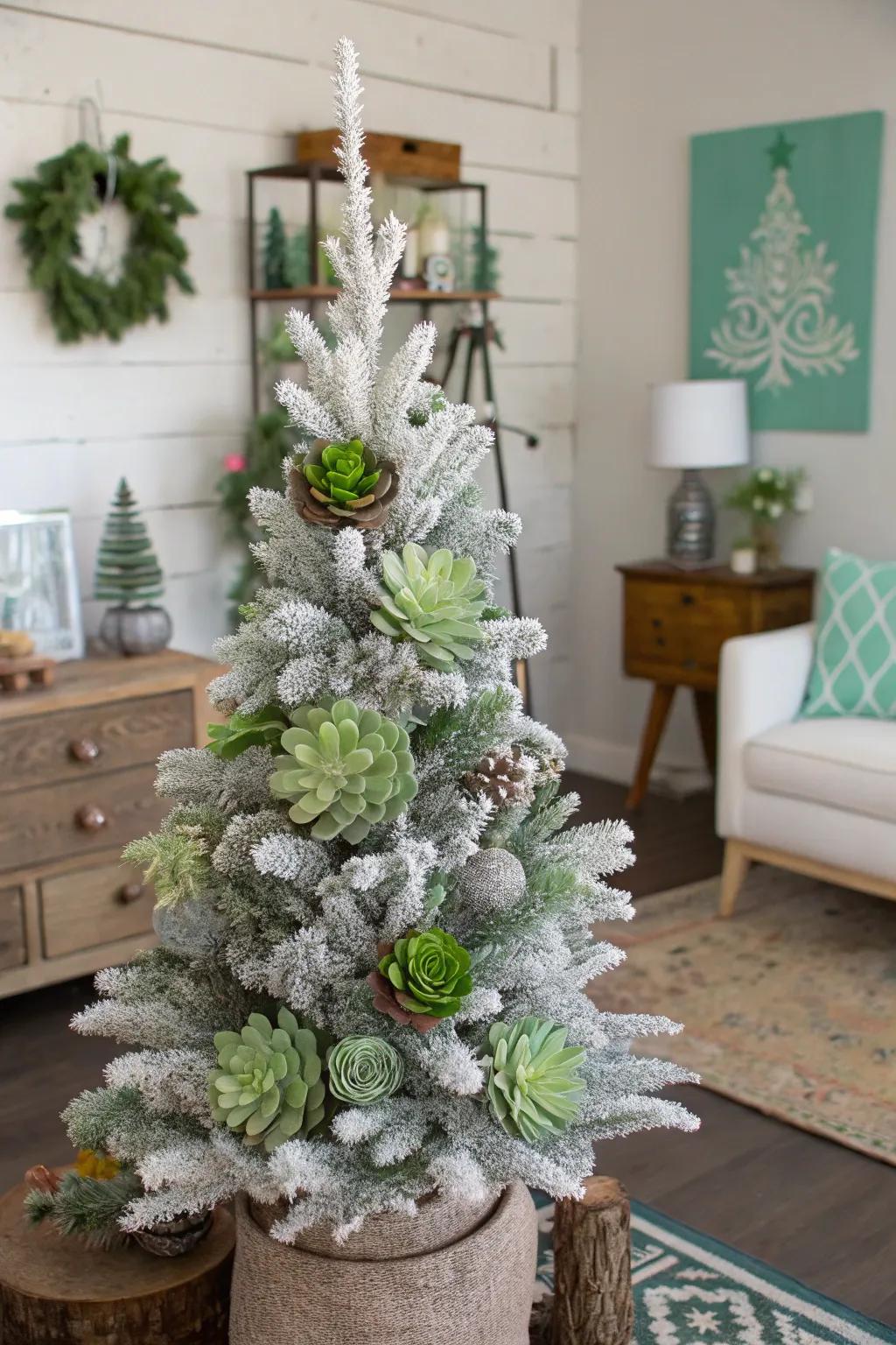 Simulated succulents contribute a surprising and unique twist.