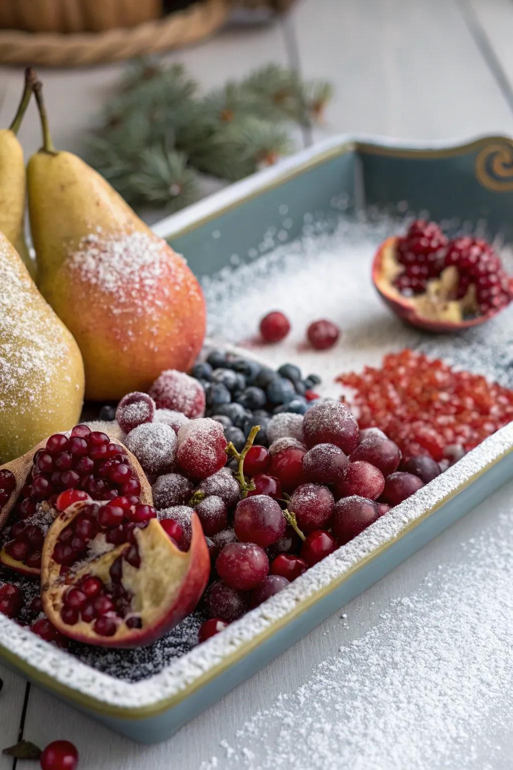 A winter scenery fruit selection featuring a snowy aspect.
