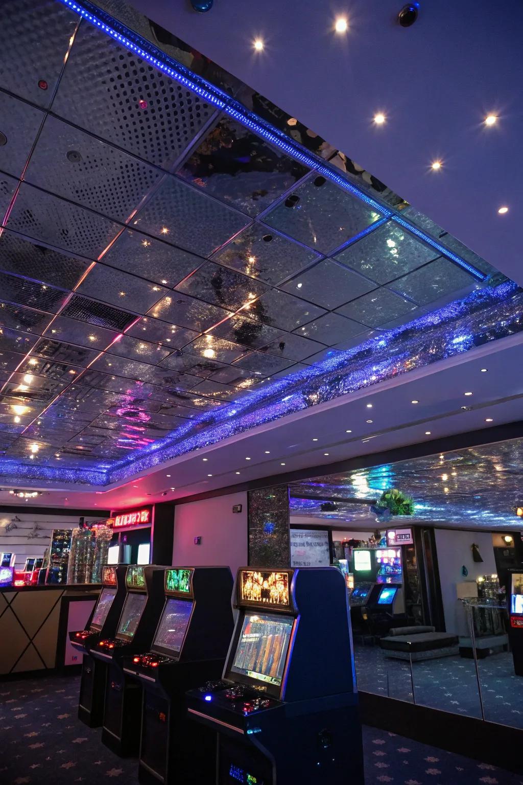 Reflective materials create dynamic lighting effects.