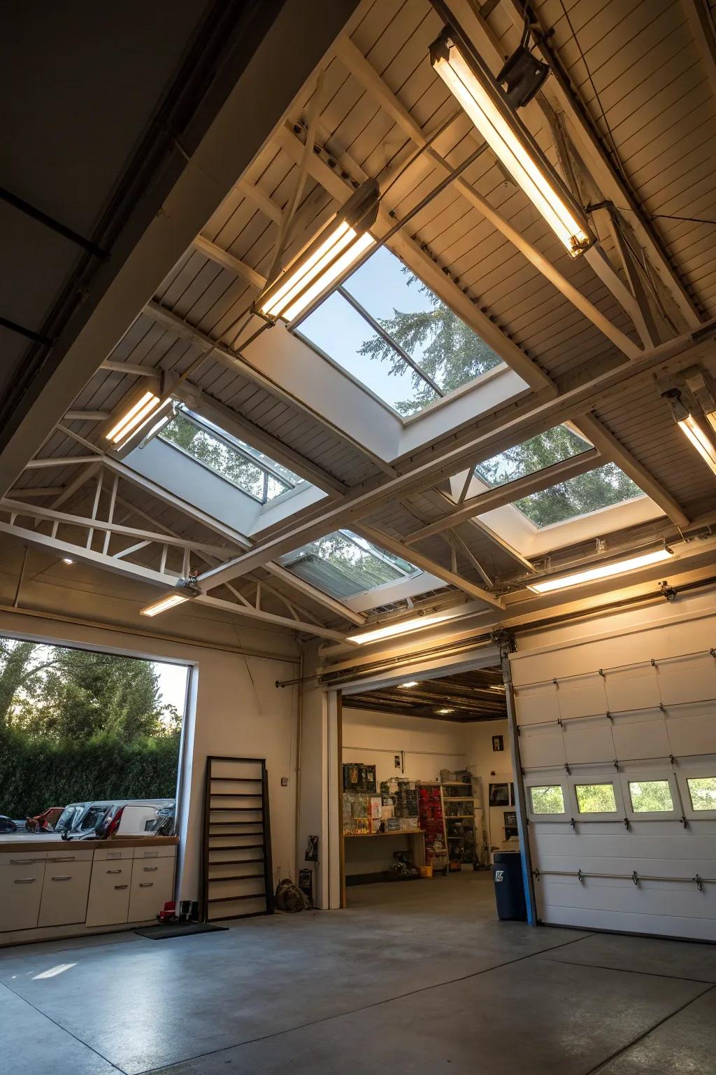 Overhead windows create openness.