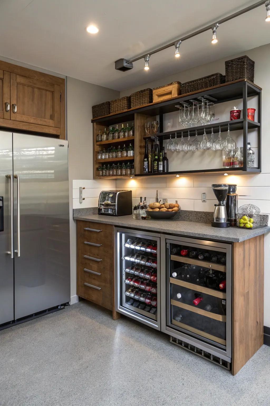 A mini bar transforms your area into an entertaining space.