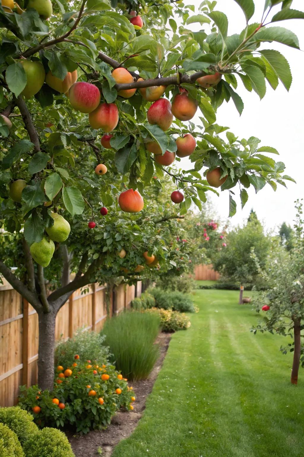 Productive yard wood offering a plentiful harvest within the garden.