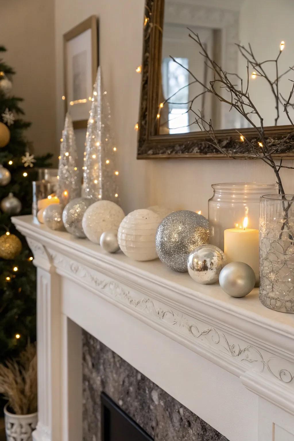 With elegant sphere arrangements, transform your mantelpiece.