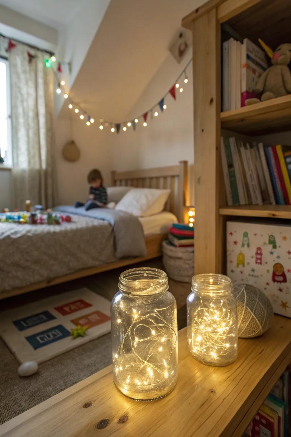 Container nighttime lamps deliver comfort and charm in children's areas.