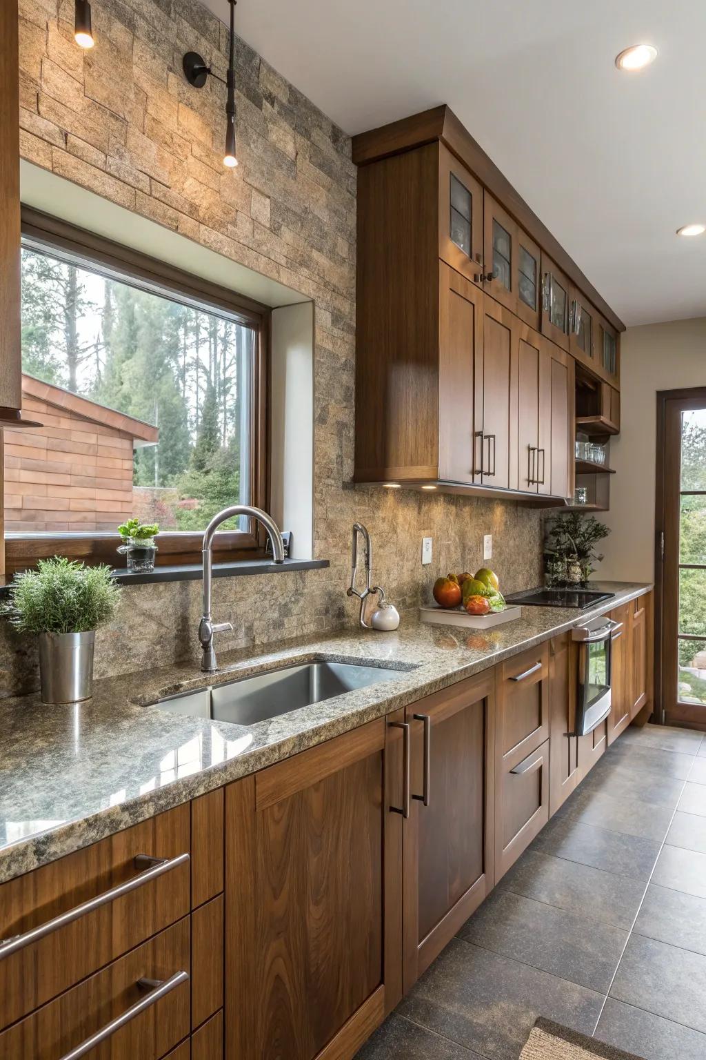 Mixing materials using granite gives your kitchen design more dimension.