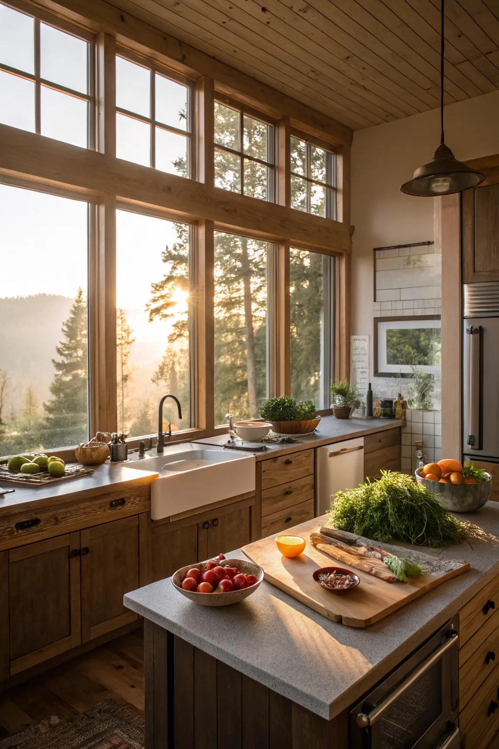 Radiant kitchen filled with sunlight
