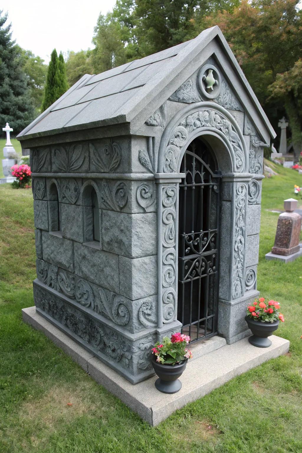 A mysterious mini sepulcher appends intrigue to the Halloween decor.