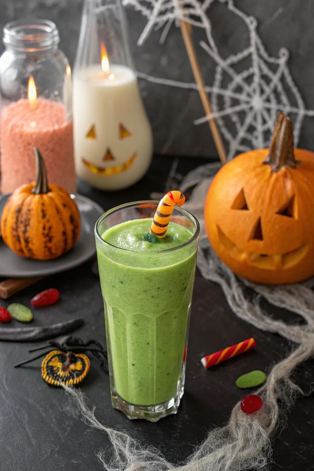 Ghastly verdant mix – a healthful Halloween indulgence.