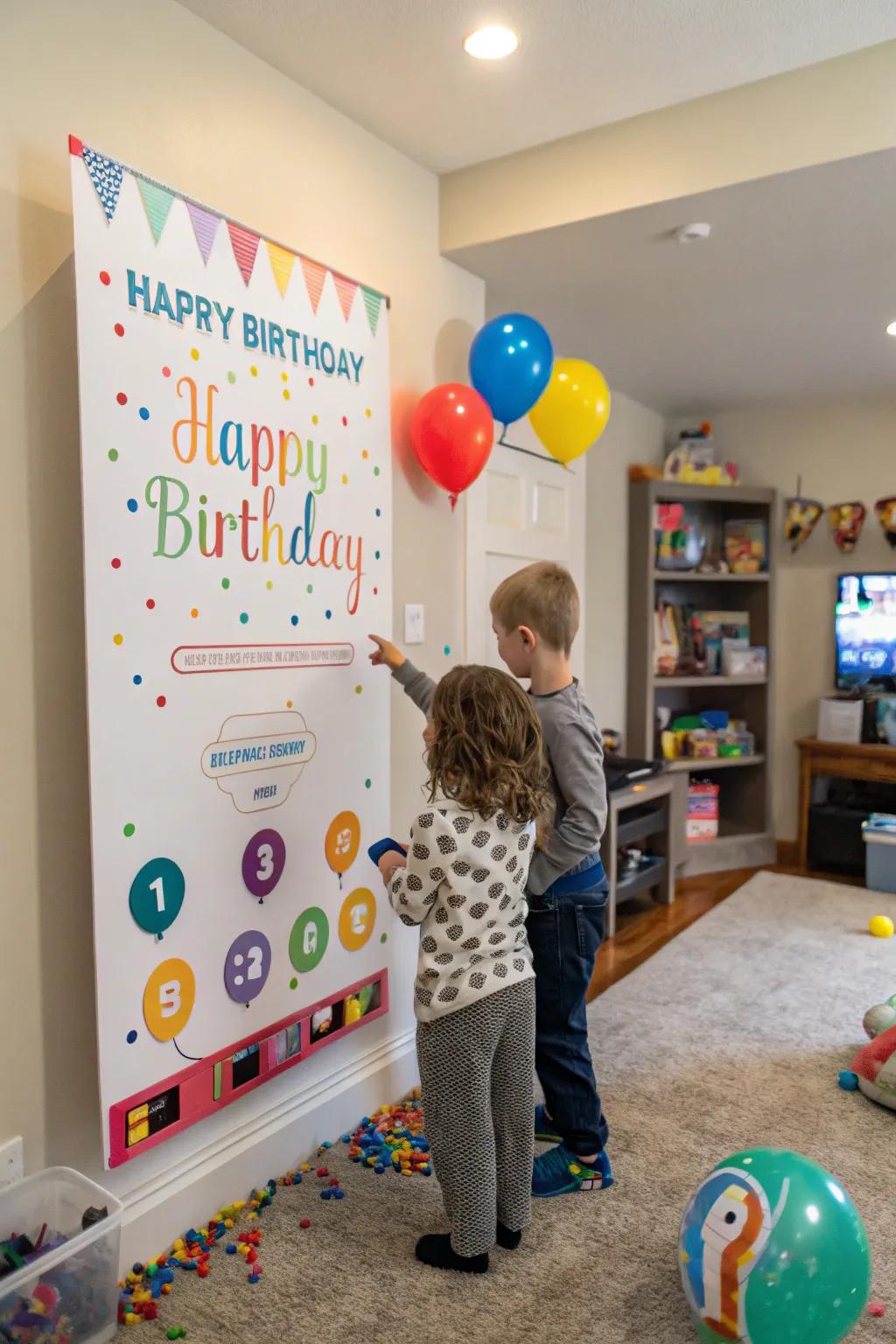 Interactive components create engaging birthday poster experiences.