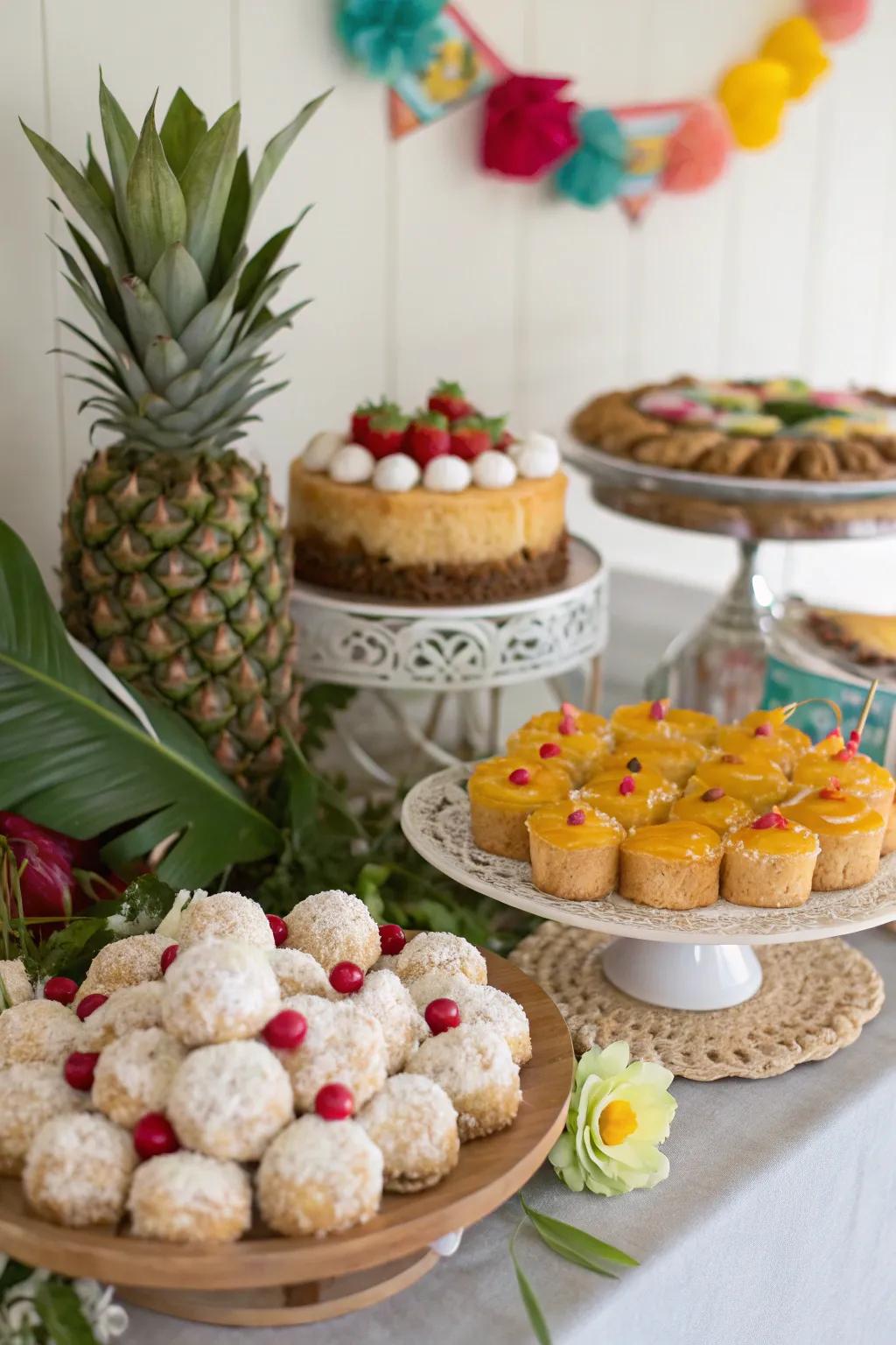 A dessert station providing the sweet flavors of the tropics.