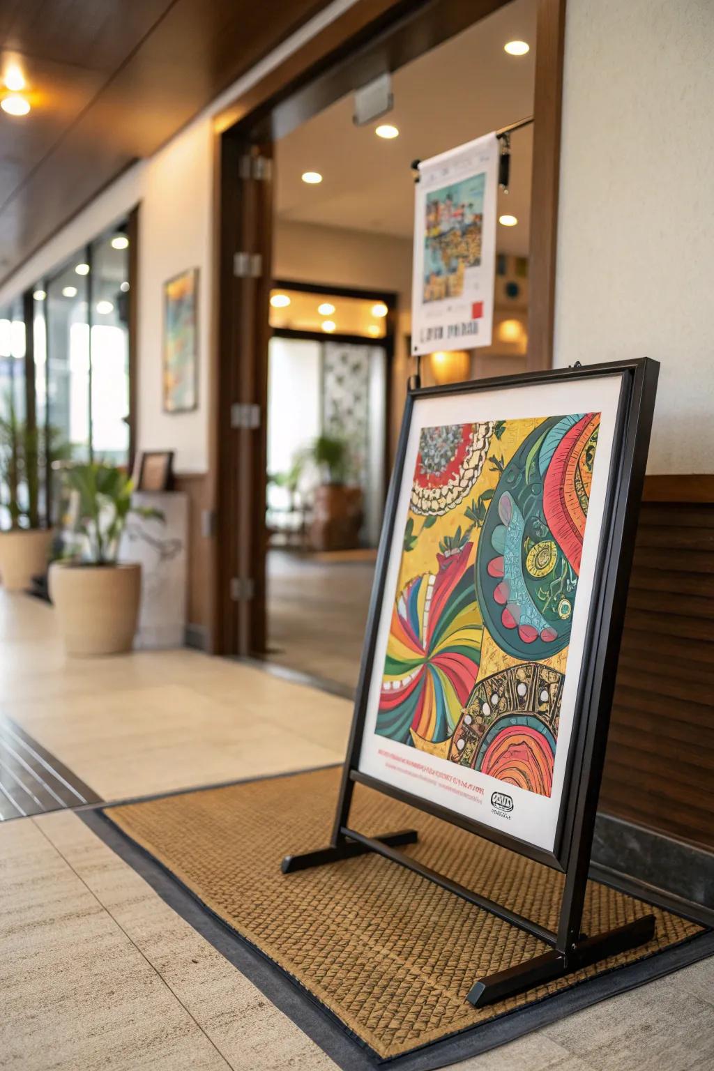 Vibrant frames enhance the visual impact of posters.