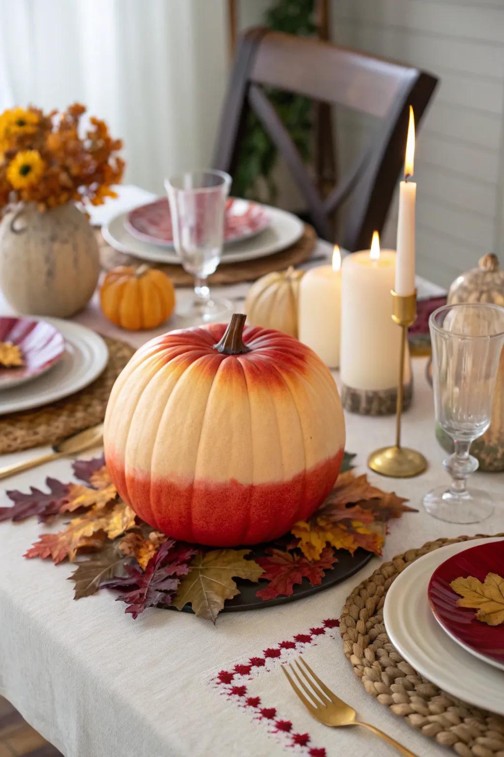 An ombre pumpkin adding a touch of elegance and style.