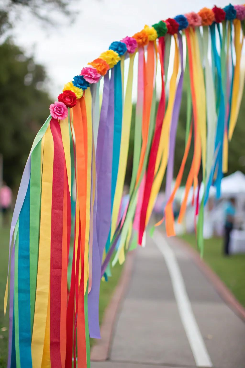 Welcome attendees using a grand ribbon feature arch.