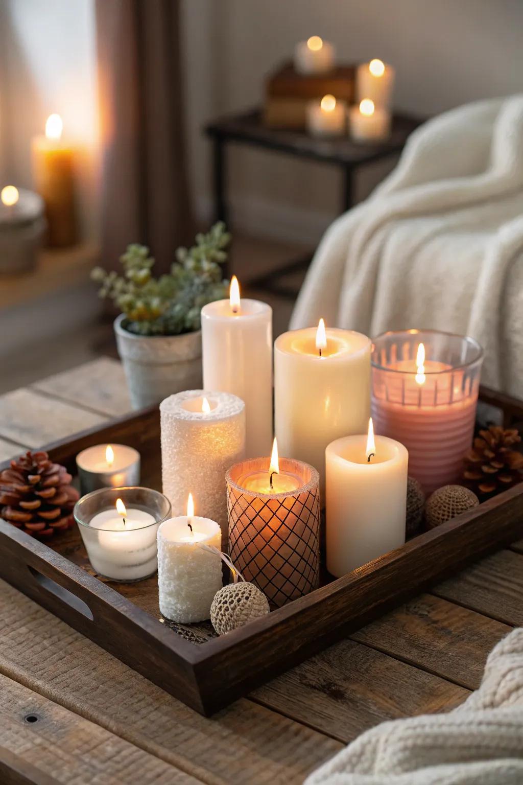 An inviting candle arrangement ideal for cozy evenings.