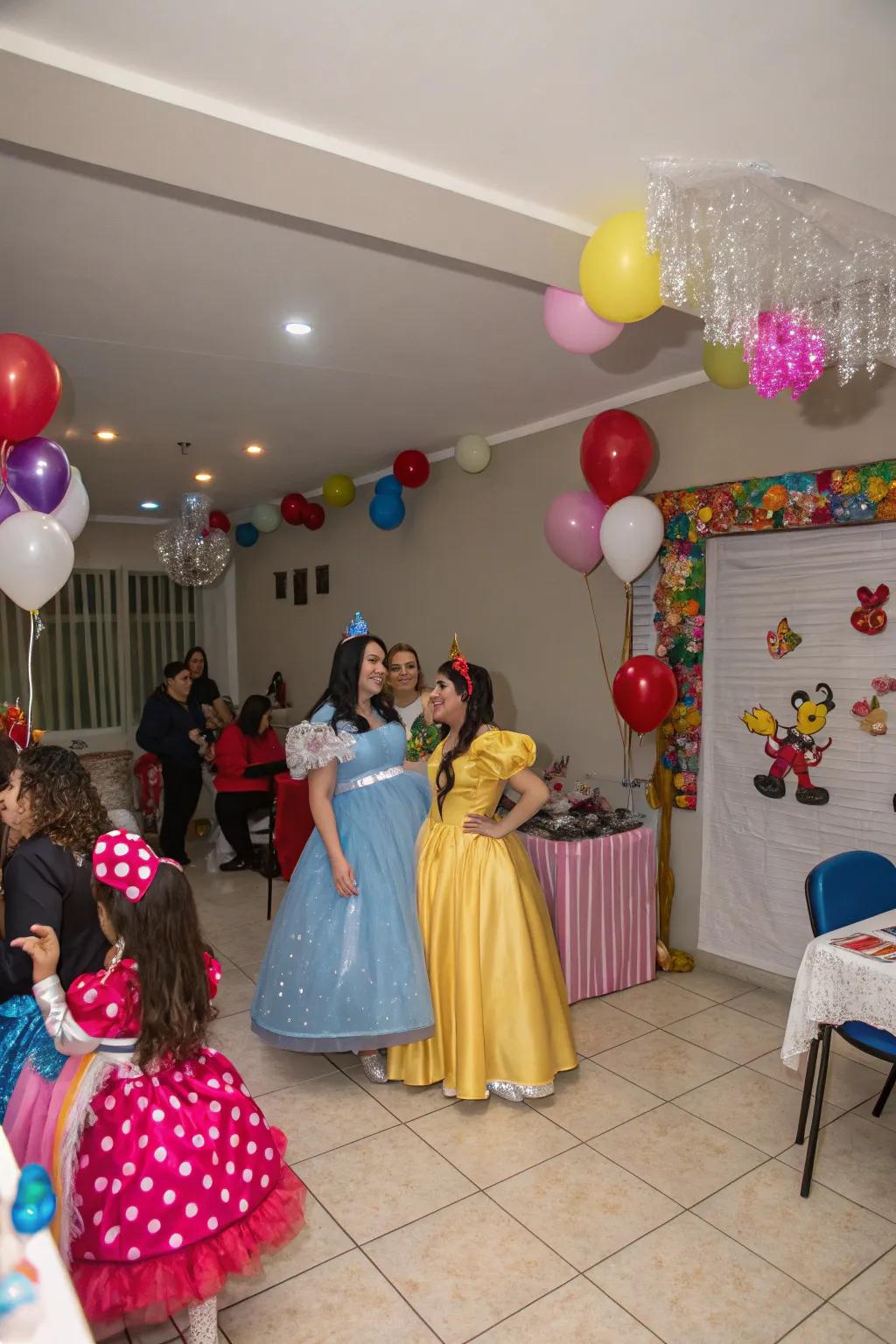 A creative indoor party showcasing a themed outfit event.