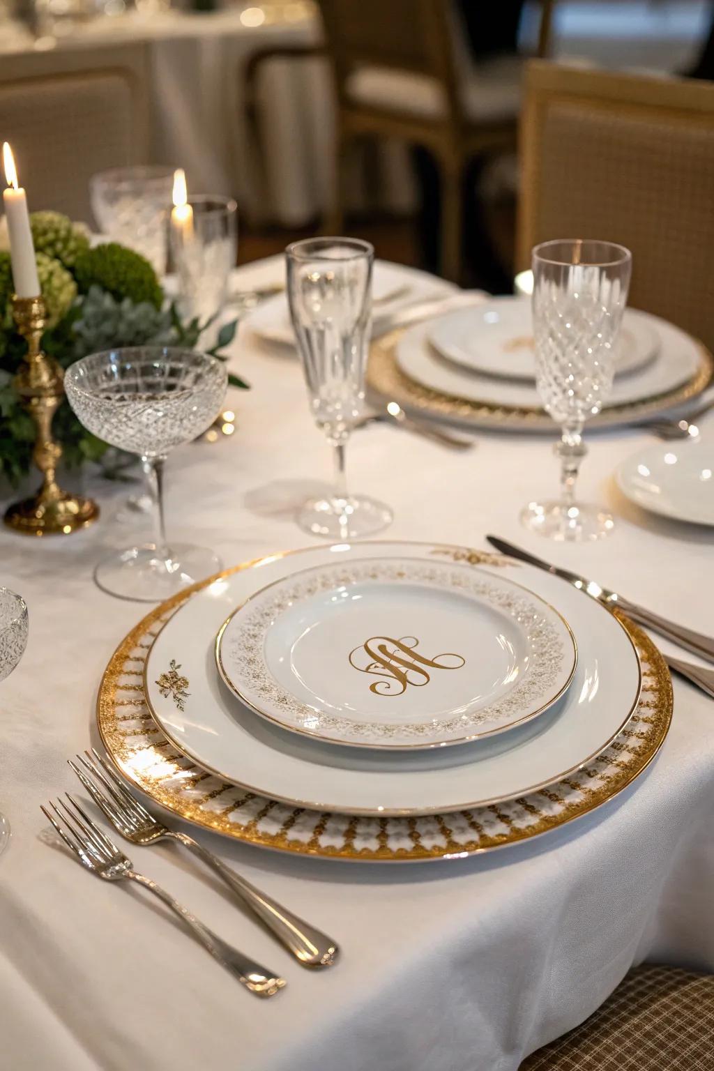 Elevate your dining experience with monogrammed tableware.