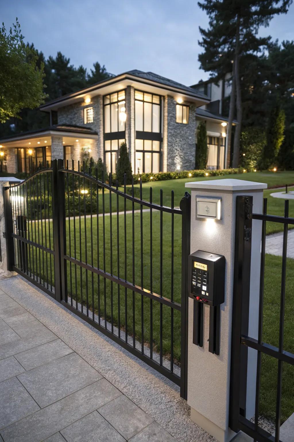 An automated iron entryway offering modern ease and protection.