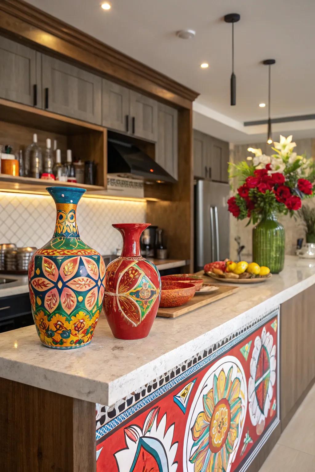 Daring features add personality to your kitchen bar.