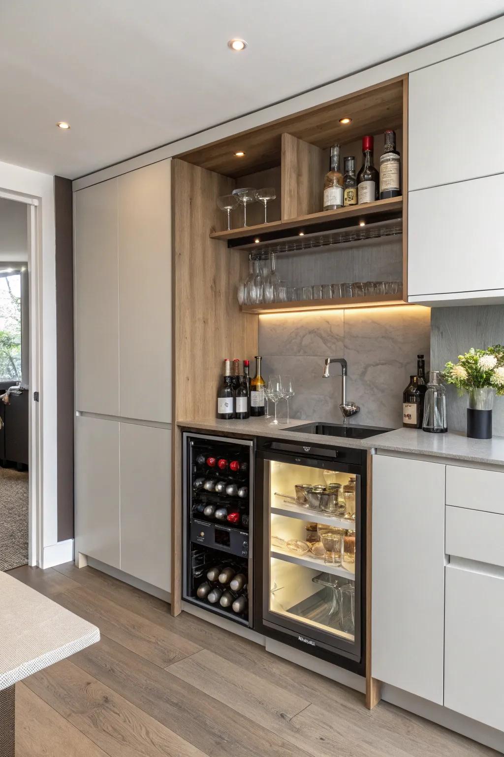 Your kitchen has a hidden surprise in the form of a pop-up bar.