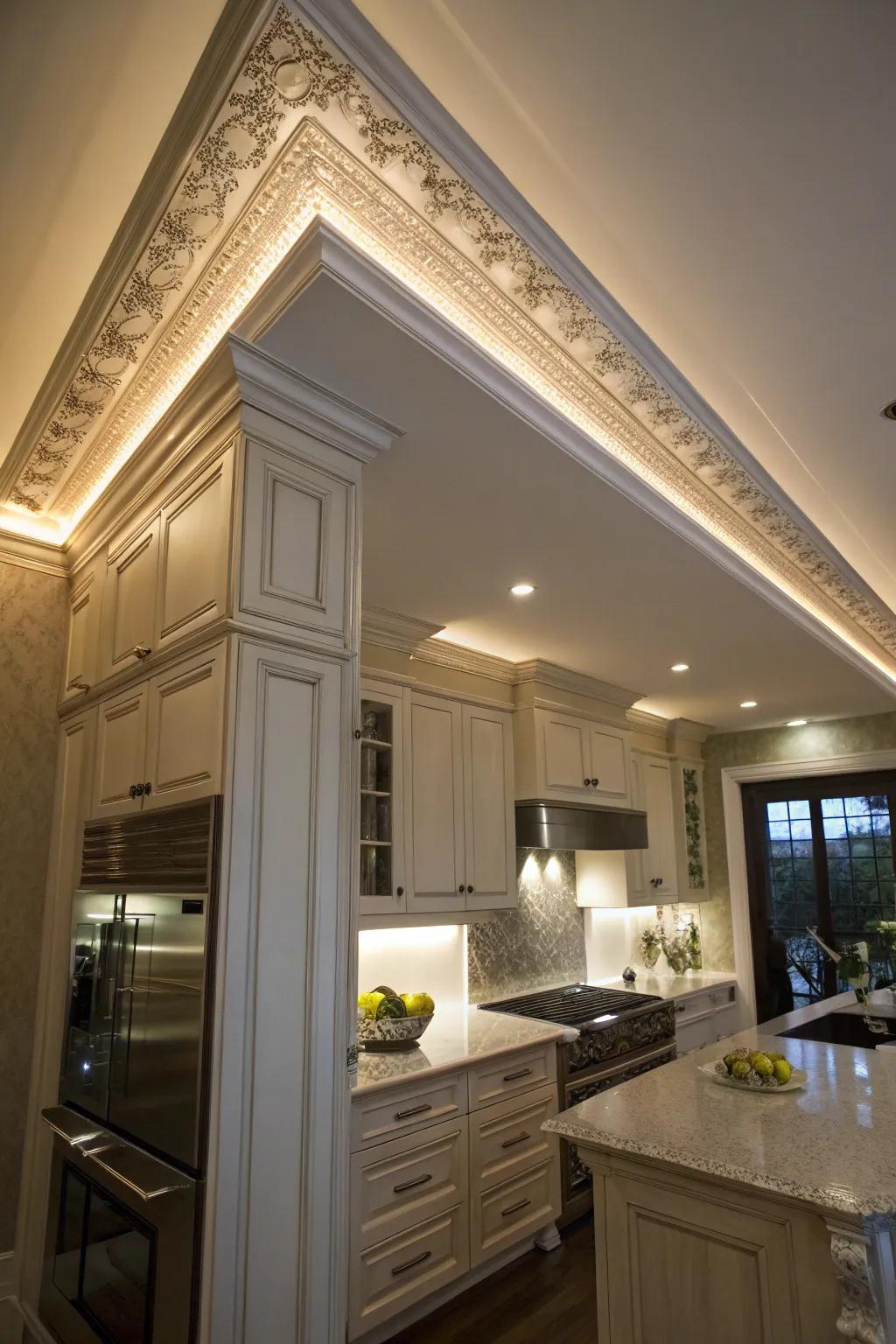 Integrated illumination adds drama and function.