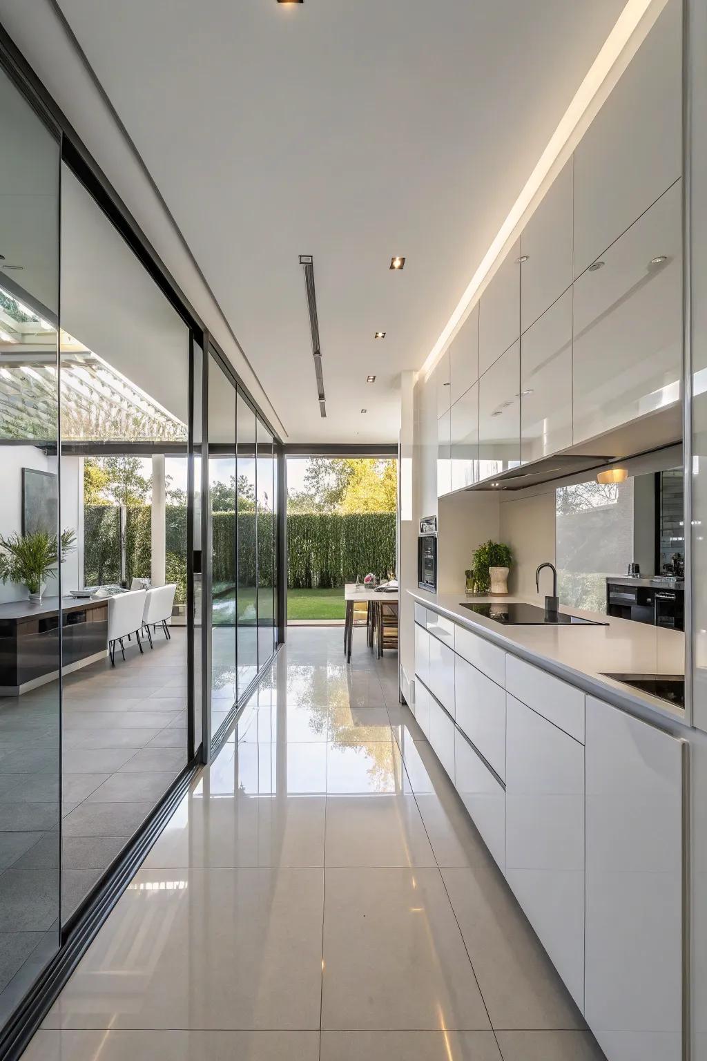 Gloss panels brighten and modernize kitchen spaces.