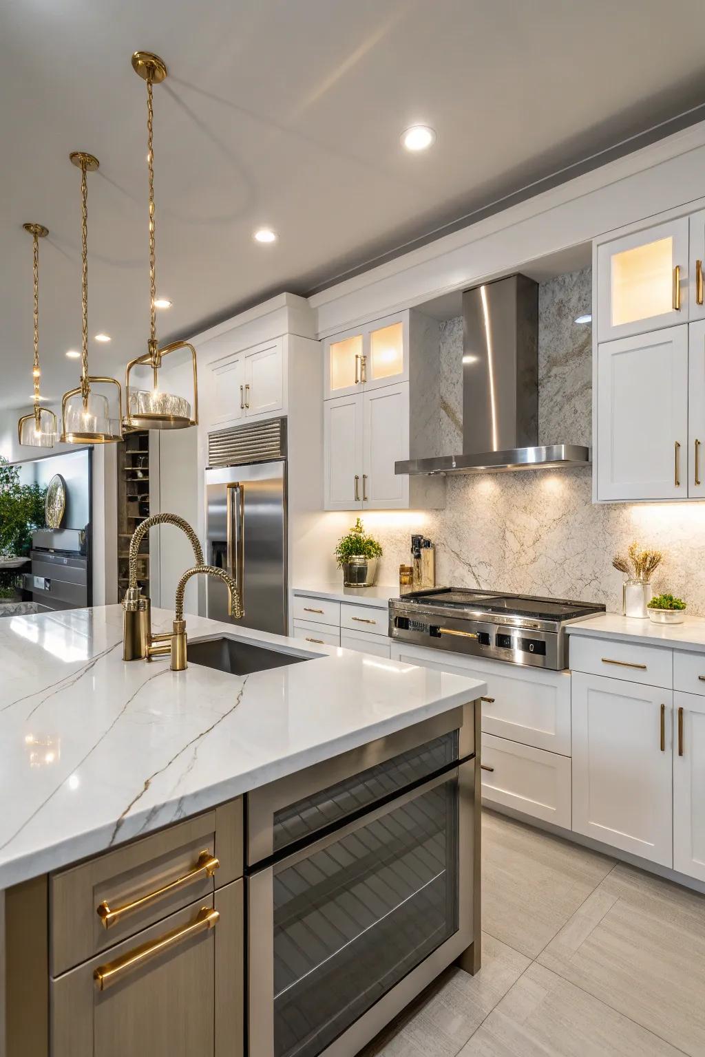 Chic blend of quartz and metallic touches.