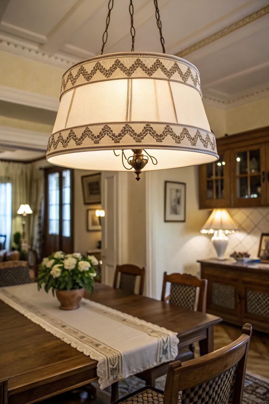Achieve a timeless aesthetic using groisgrain ribbon on your lampshade.