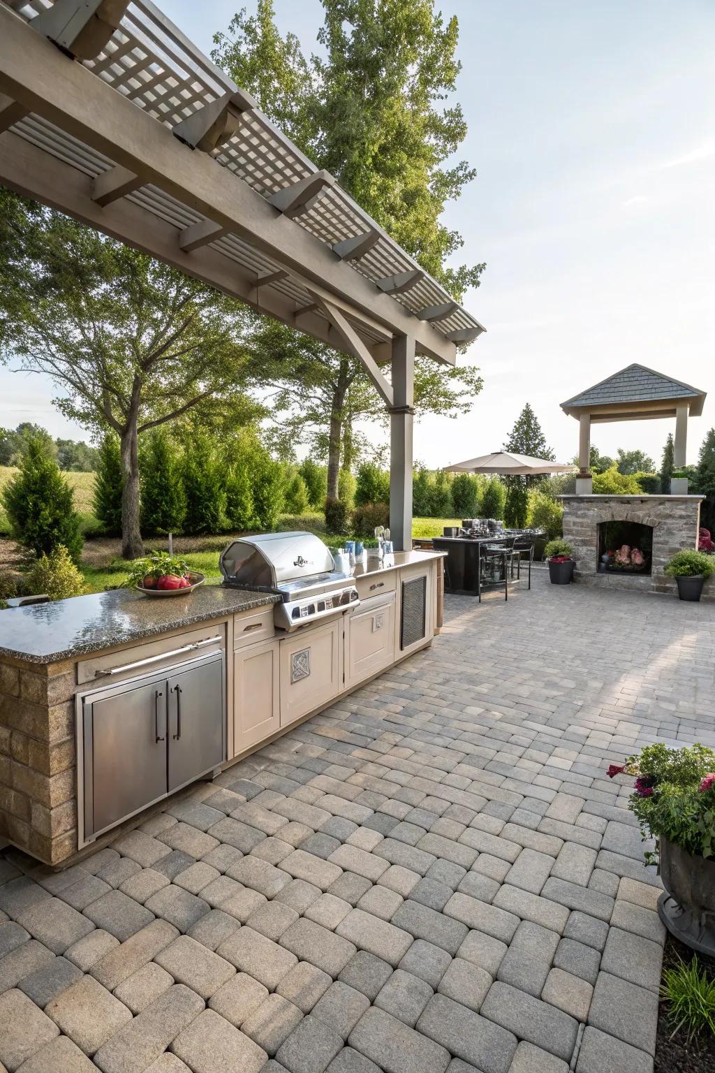 An outdoor kitchen transforms a patio into a culinary haven.