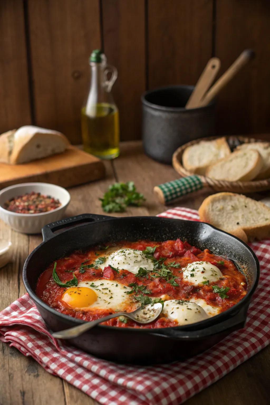 Shakshuka, a spicy and fulfilling choice for late-night feasting.