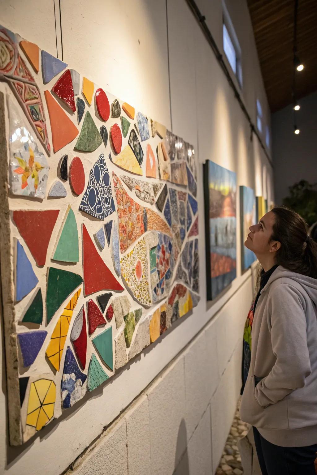 A vibrant assemblage from plate pieces, symbolizing a voyage of transformation.