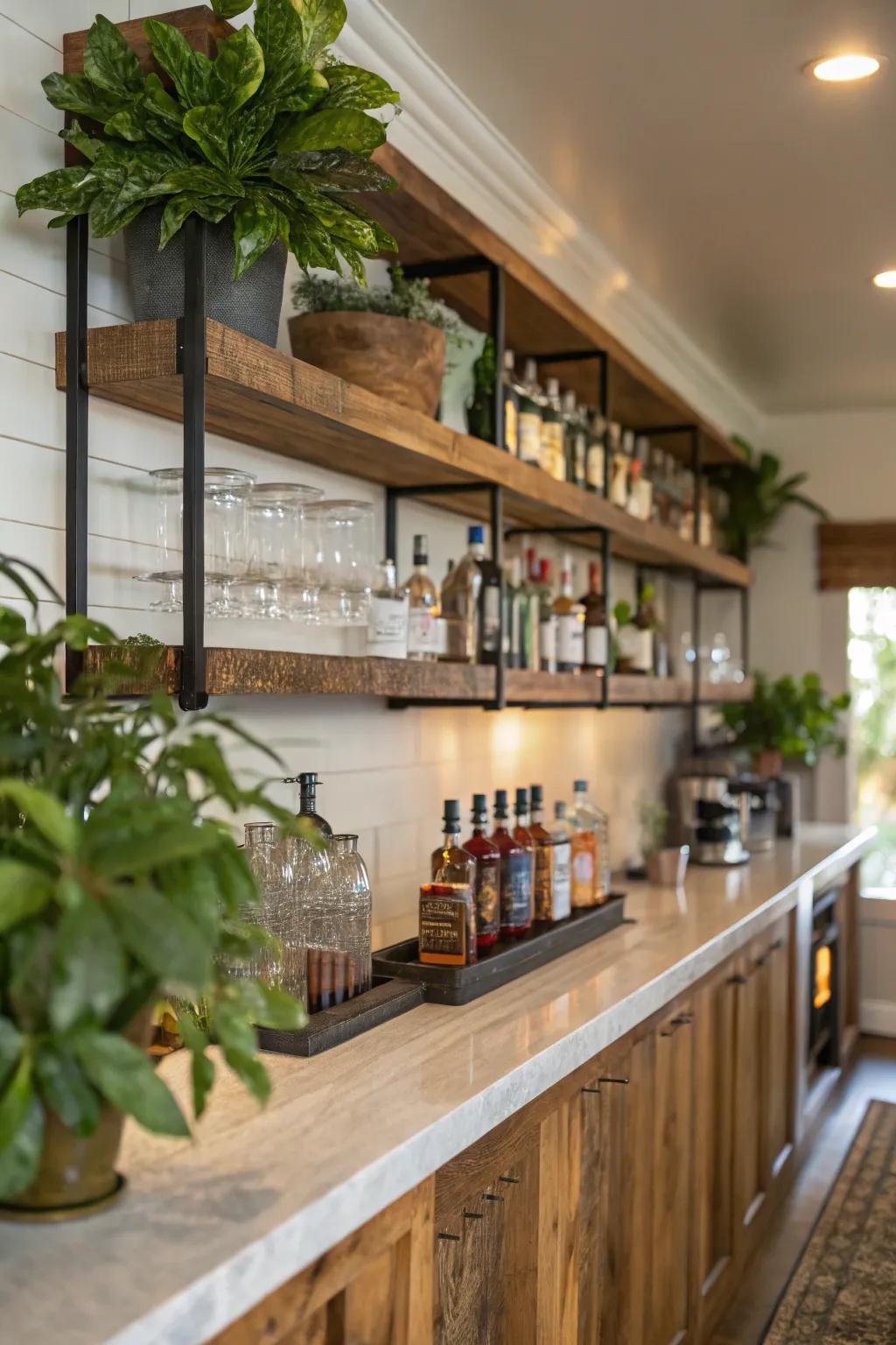Environmentally conscious and fashionable using repurposed timber shelving.
