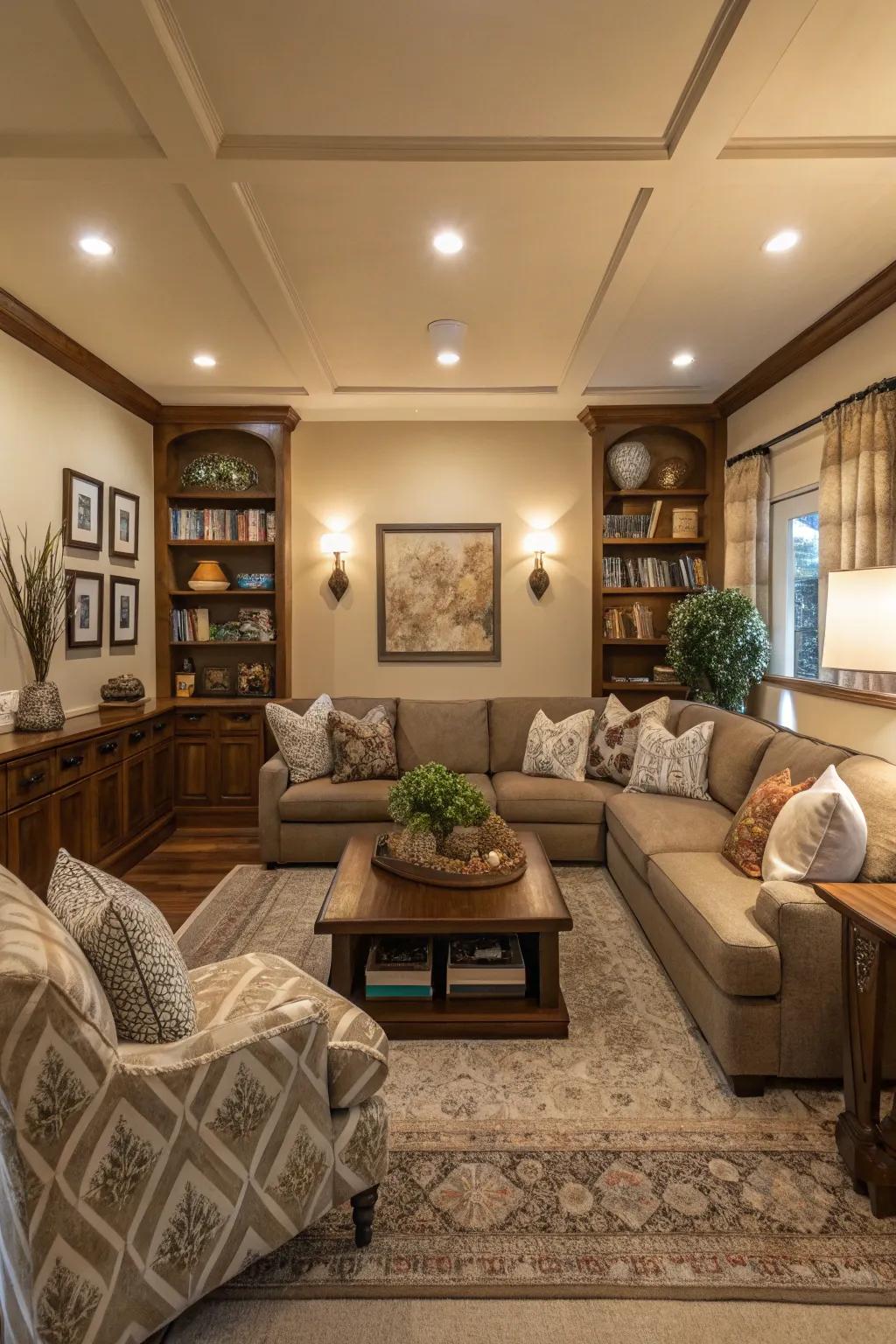 A symmetrical arrangement creates balance and harmony in the living room.