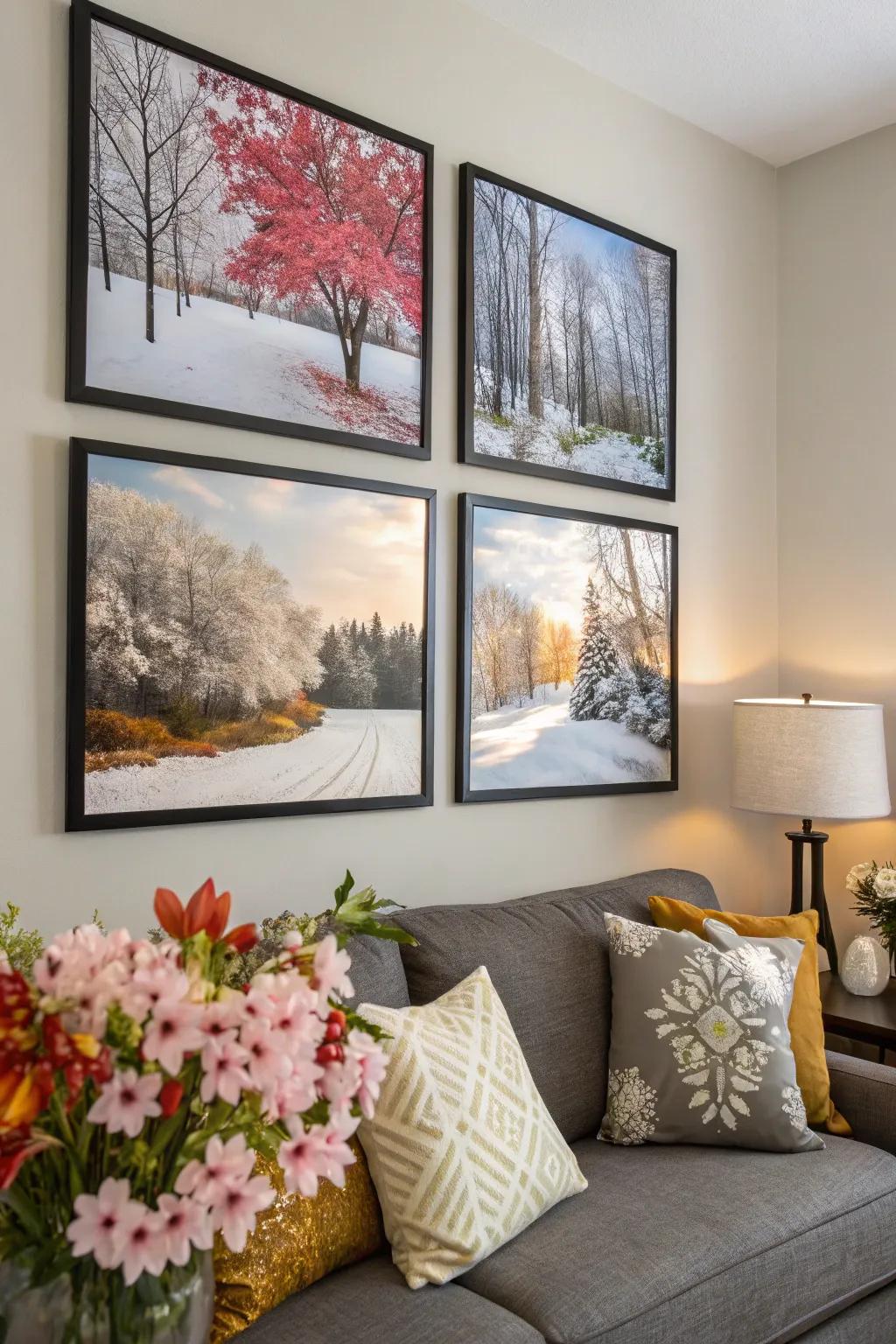 Rejuvenate your photograph arrangement through seasonal changes.
