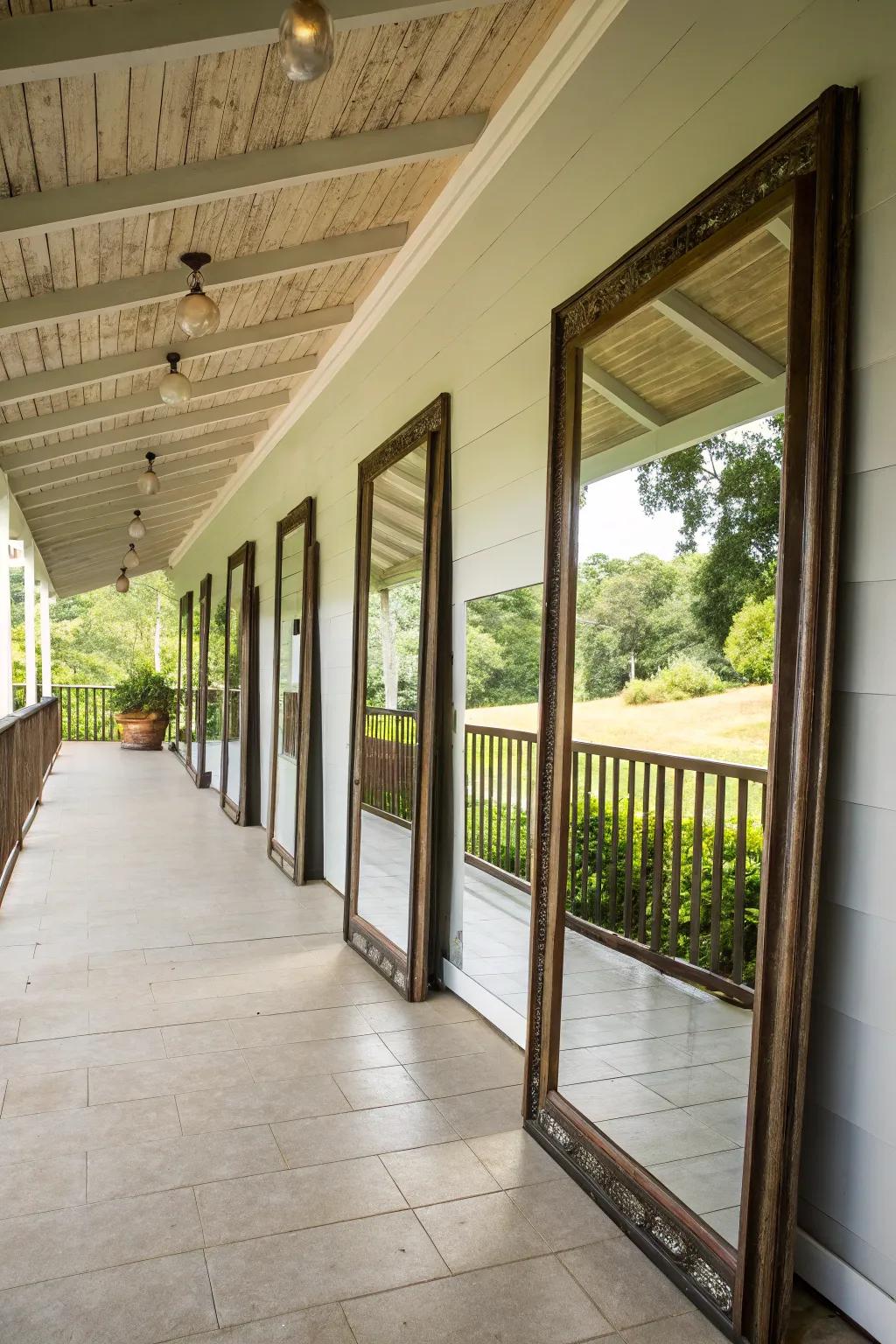 Reflectors reflect light and create the illusion of a larger porch.