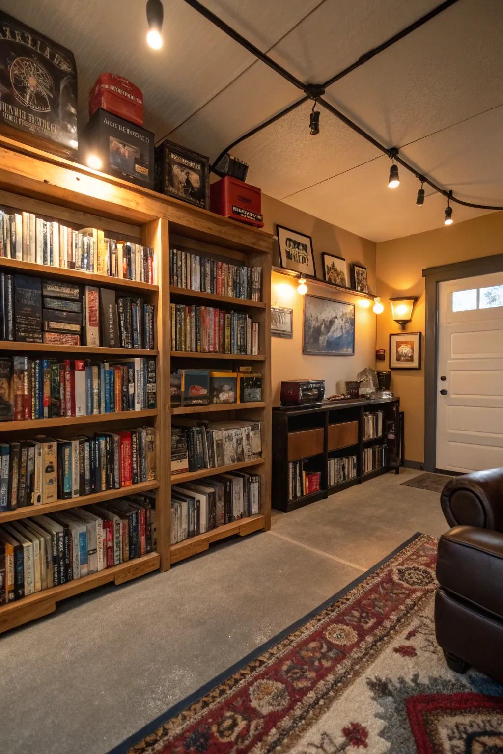 A personal library imparts depth and culture to your man cave.
