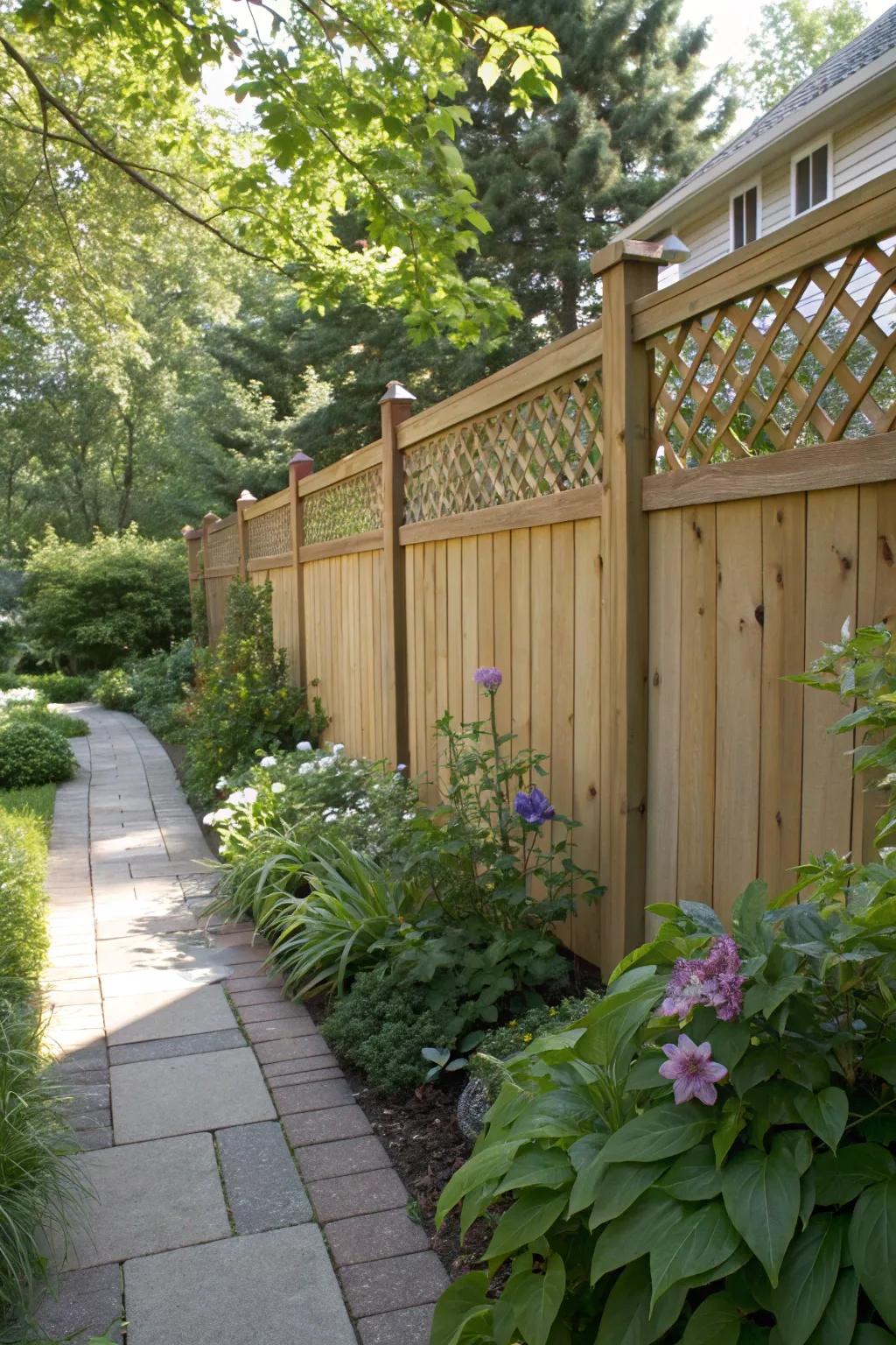 Elevate your fence with a decorative weave panel.