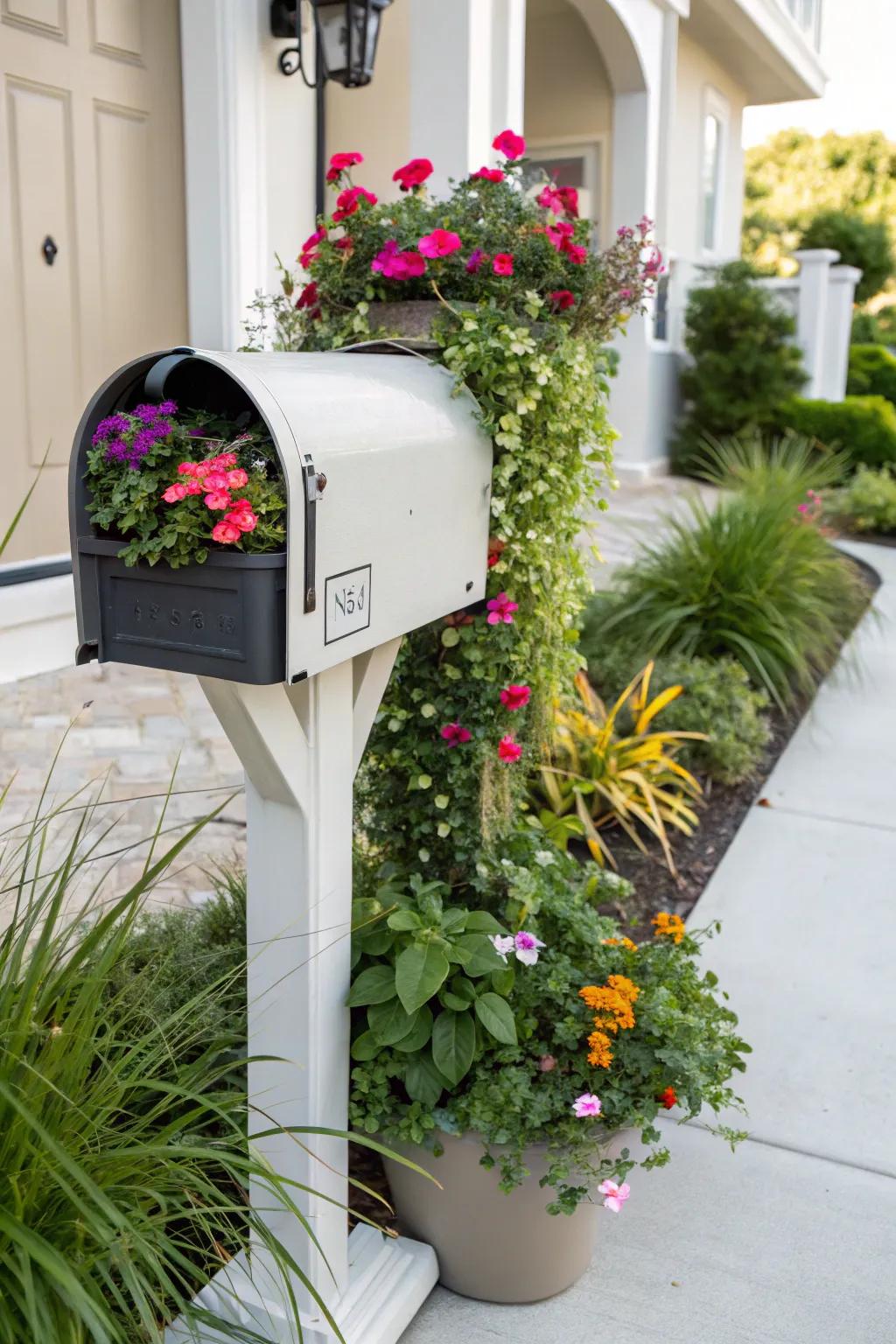 Chic containers impart a refined element to your mailbox floral arrangement.