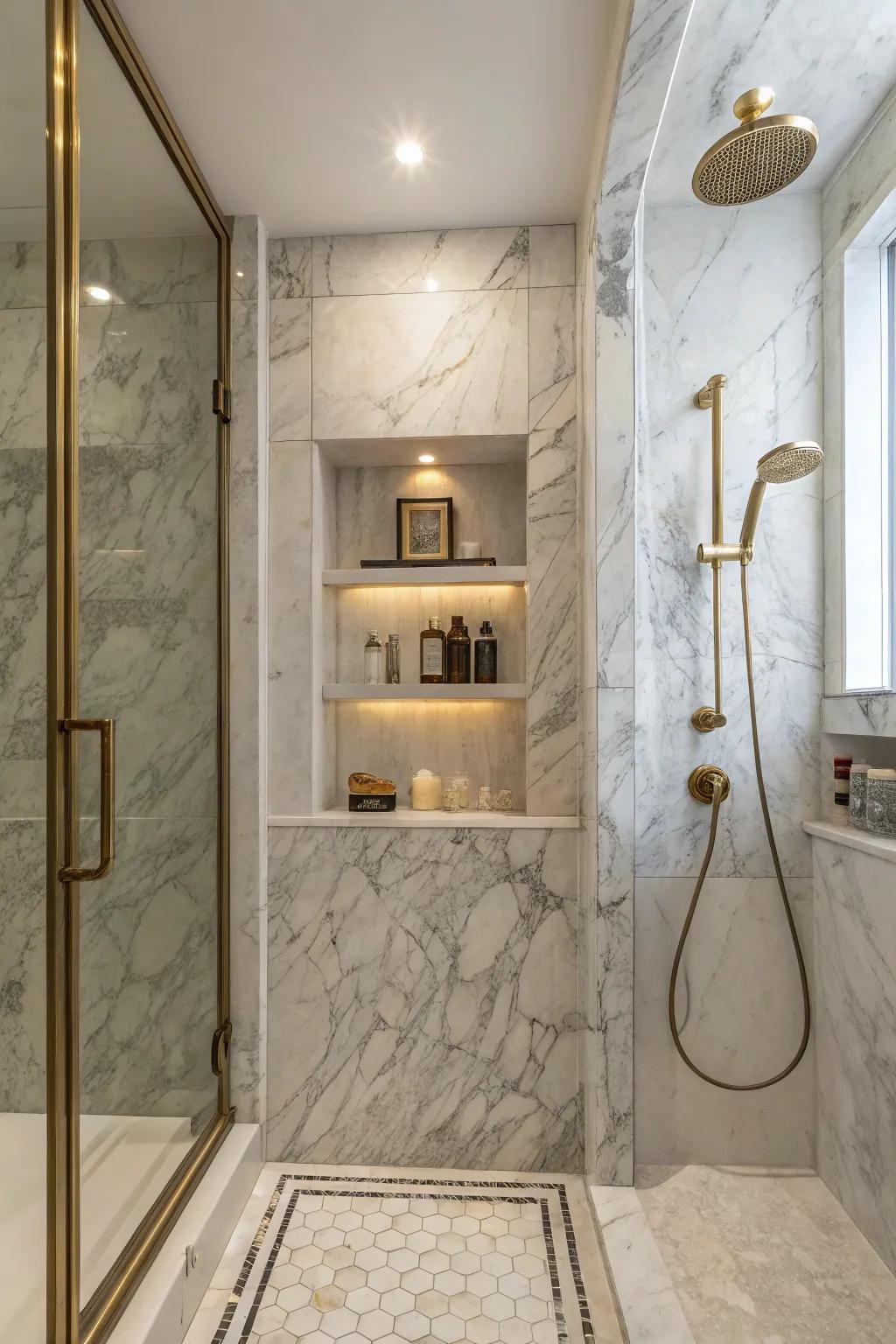 Marble niches unite luxury with utility.