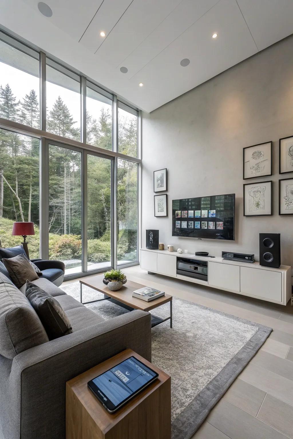 Clever technology elevates the modern experience in the retreat.