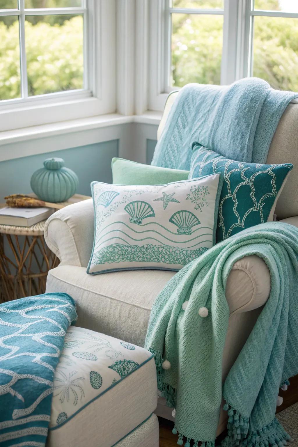 A reading corner ideal for underwater adventures in books.