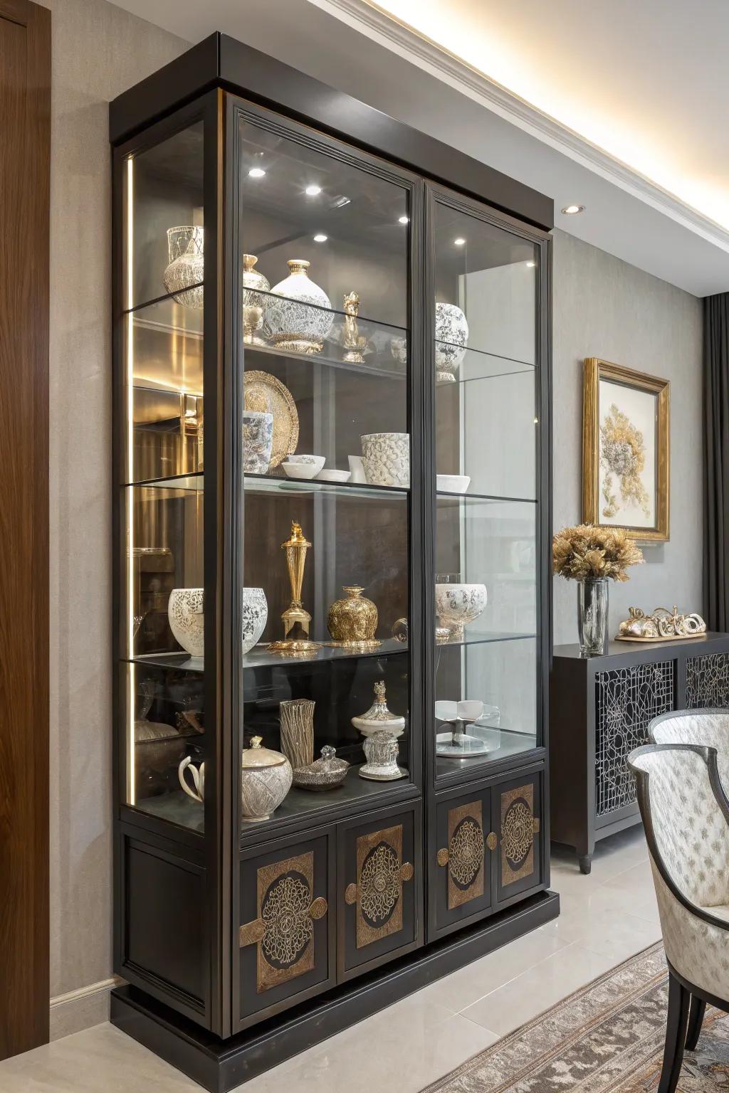 Unique pieces take center stage in a display cabinet.