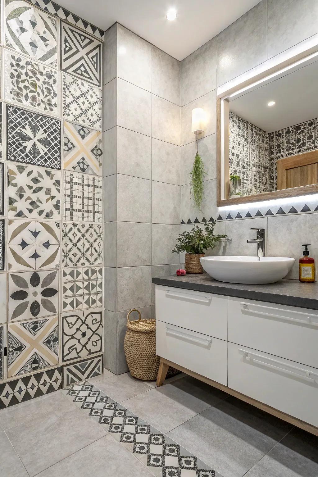 Geometric designs introduce a contemporary and artistic flair to the design.