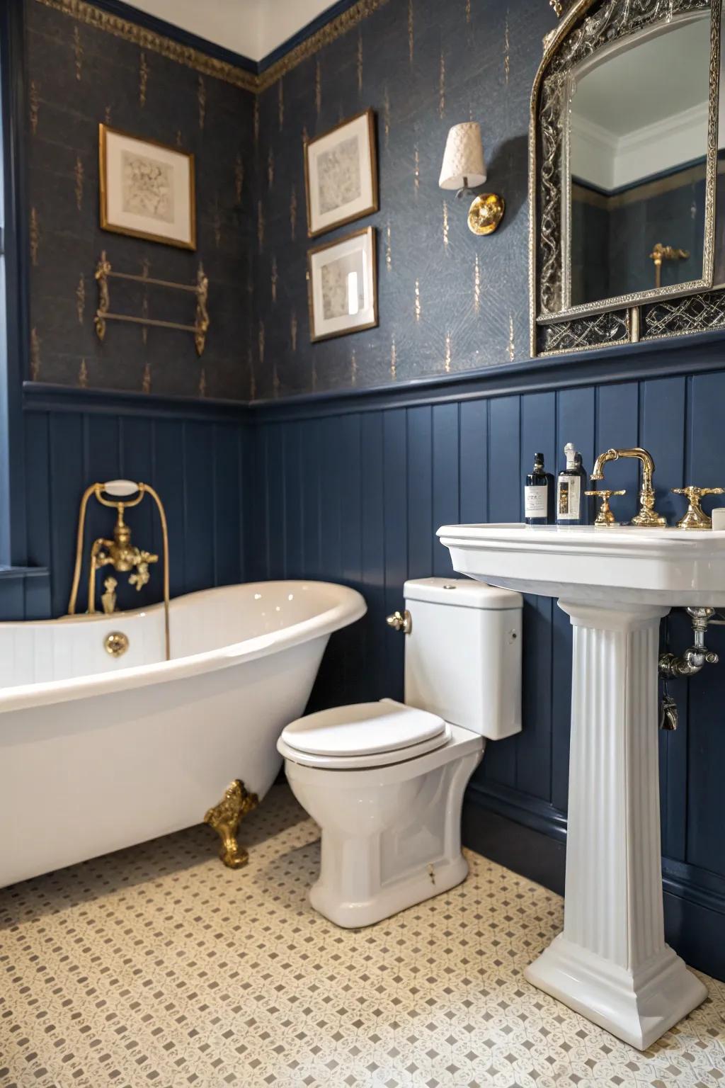 Retro fixtures add allure to deep sea bathrooms.
